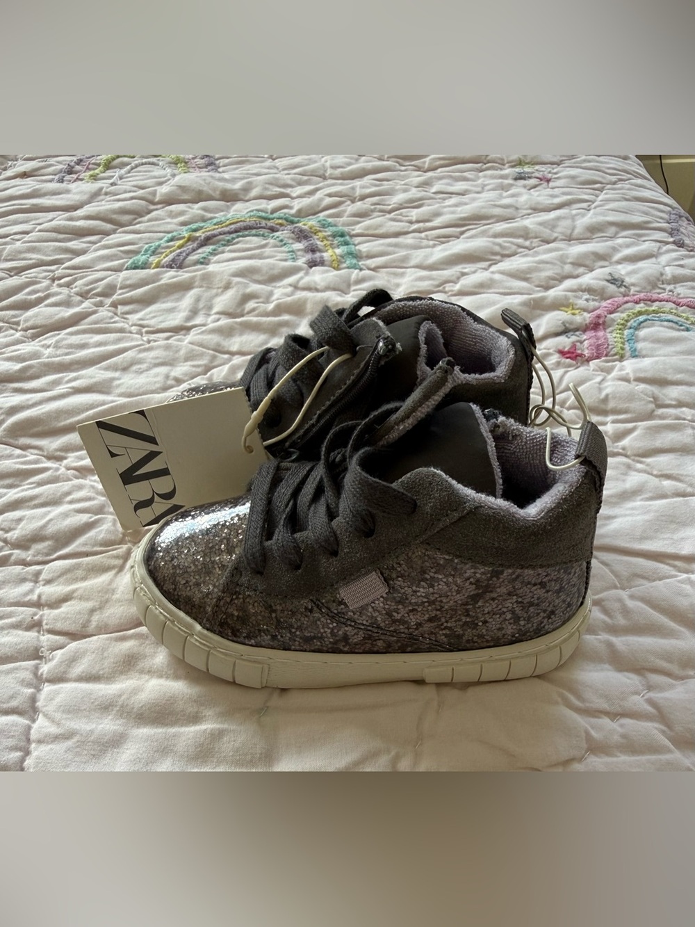 Baby Girls Zara Glitter High Top Sneakers – New with Tags, 6.5
